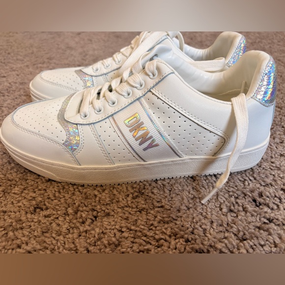 NWB! DKNY White Athletic Shoes with Silver Accents - Picture 2 of 7